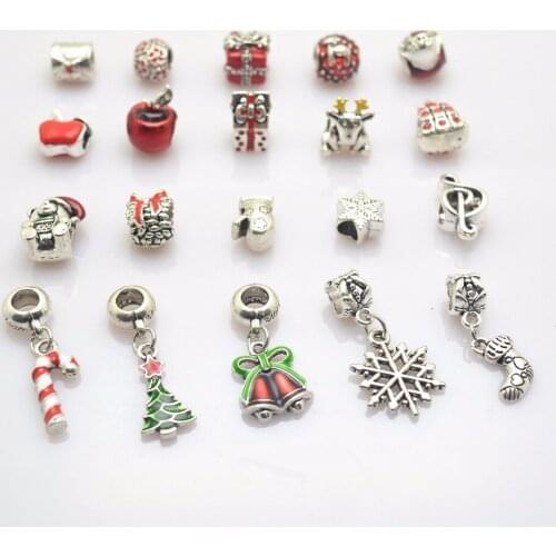 Mixed Christmas Series snowflake Charms Beads Fit Pandora Charms Bracelet Women Fashion Bead 20pc/lots feng0014