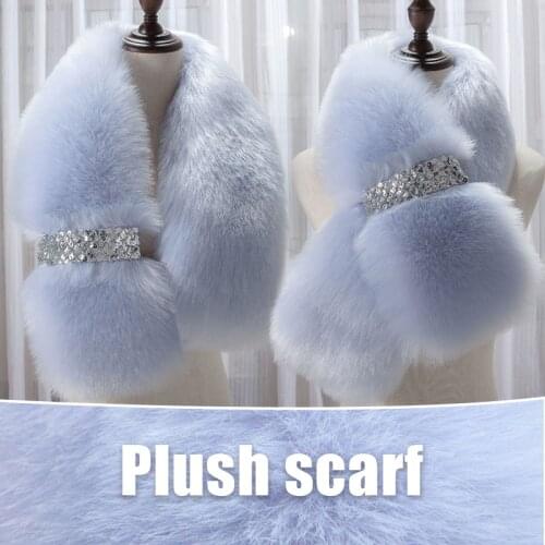 Winter Women Luxury Faux Fur Warm Collar Scarf Fluffy Shawl Wrap Neck Thermal Fashion Thicken Imitation Fur Scarves