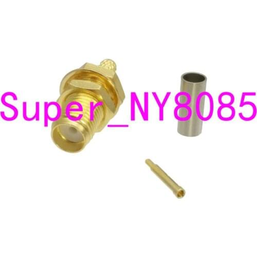 10pcs RP-SMA female plug bulkhead crimp For RG174 RG316 LMR100 Cable RF connector