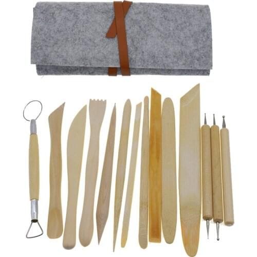 14pcs wood Polymer Clay Tools pottery Cermic Sculpture Model Sculpting Tools Carved Smoothing Wax Kit with felt bag art supplies