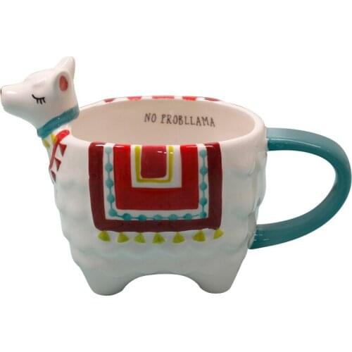 400ml 3D Solid Cartoon Alpaca Ceramics Coffee Mug Creative Hand Painted Drinkware Milk Tea Cups Novelty Gifts