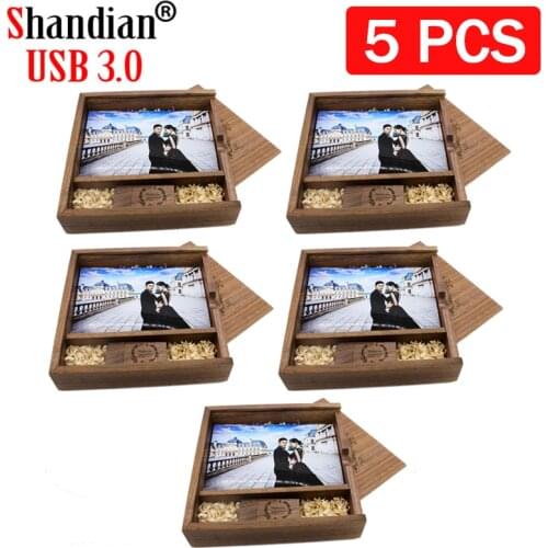 5 Lot Free Custom LOGO USB 3.0 Maple Photo Album With Box USB Flash Drives 64GB Pen Drive 16GB Photography Stick 170*170*35 mm