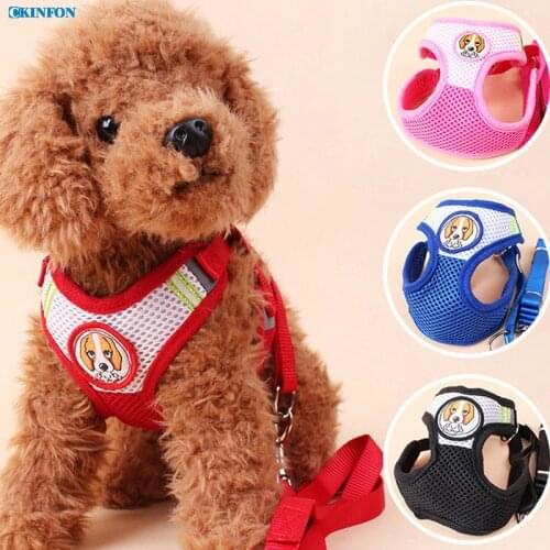 50Pcs/Lot Puppy Breathable Mesh Standard Round Pet Harness Clothing Dog Traction Set
