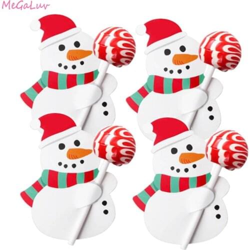 50Pcs/Pack Christmas Lollipop Decoration Cards Santa Claus Pattern Paper Lollipop Card Candy Holder Kids Birthday Party Supplies