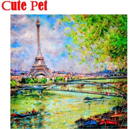The Tower of Paris 5D diamond drawing diamond art kit DIY full drill embroidery hydrangea home wall decorative art Mosaic Patter