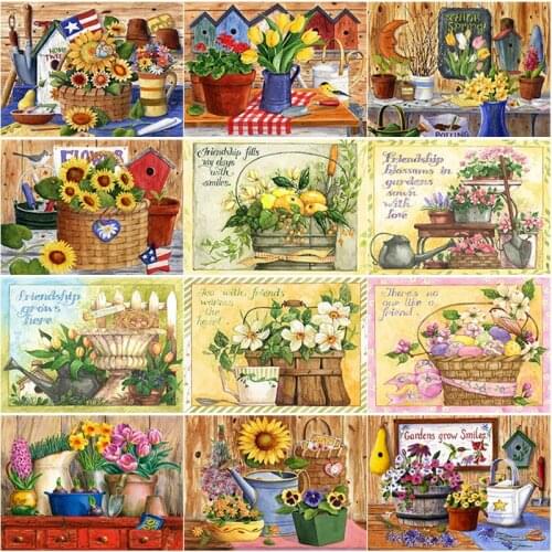 New 5D DIY Diamond Painting Fruit Cross Stitch Flower Basket Diamond Embroidery Full Square Round Drill Home Decor Manual Gift
