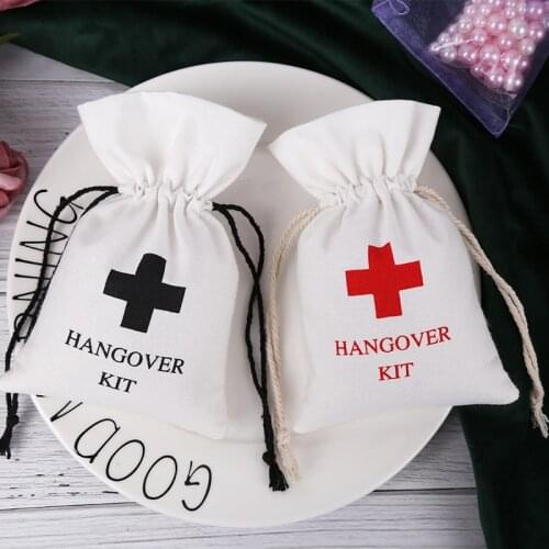 White Cotton Gift Bag for Wedding Party Favors bag Jewelry Packaging Pouches Hangover Kit First Aid Pouches