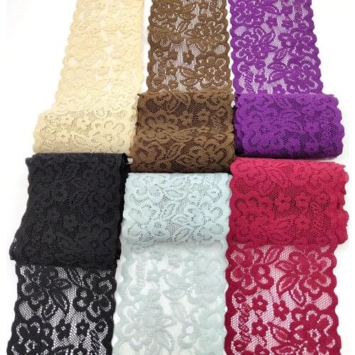 High Quality 1Yards Flower Pattern Elasticity Lace Fabric Ribbon Lace Trim Ribbon Diy Craft Fabric 7CM Width African Fabrics