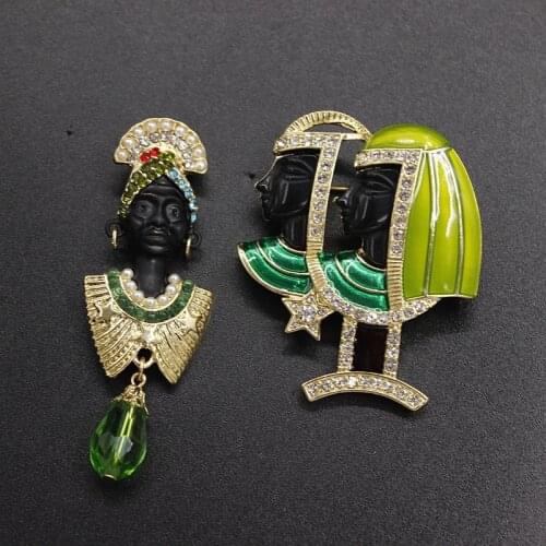 New wholesale retro palace antique Cleopatra drop glaze Enamel Brooch medieval personality light luxury Brooch