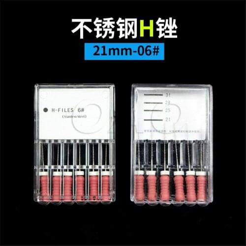 6 pcs/pack Dental Hand Use H-Files Stainless Steel Endodontic Instruments 21mm 06# 08# 10# 15 20 25 #Dentist Tools