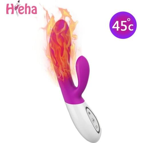 Hieha Adult Erotic Sex Toys for Woman Dual G-spot Heating Rabbit Vibe Vibrator Female Clitoris Vibrator Massager Stimulator
