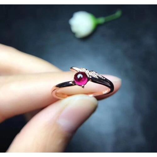Fashion Elegant Lovely wings Natural red tourmaline Ring 925 Sterling Silver Natural Gemstone Ring Womens girl gift Jewelry