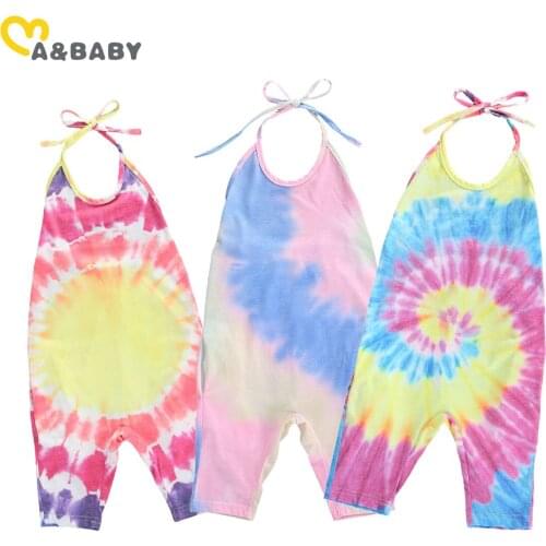 Ma&Baby Toddler Baby Kid Girls Tie Dye Romper Sleeveless Jumpsuit Casual Children Girls Clothes