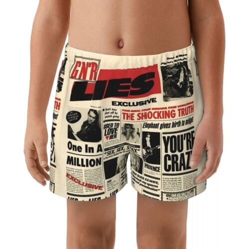 Gun N Rose Multi Prints boy Elastic Swimming Trunk Swimwear Beach Swim Sport Short Surfing Summer Swimsui Shorts Bathing Suit