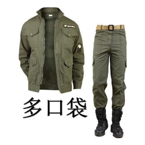 Autumn army green man suit unified military clothing men work clothes outdoors camping mountaineering wear long sleeve