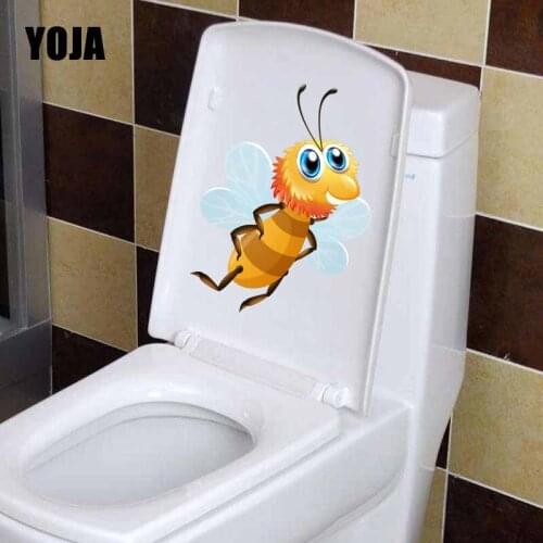 YOJA 17.5X22CM Creative Toilet Wall Stickers Decal Intereting Cartoon Little Bee Bedroom Home Decor T5-0950