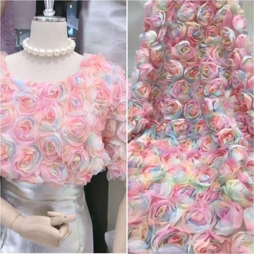 1 Yard 3D Wedding Party Decoration Rosette Lace Fabric Width 140cm Table Cloth Photograph Background Sewing Cloth High Quality
