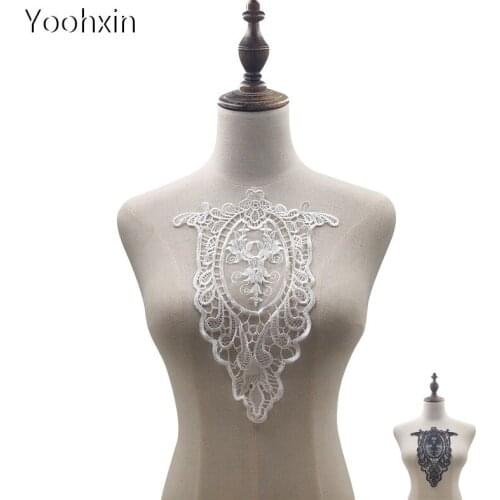 Fashion mesh flower embroidery DIY lace collar Fabric Sewing Applique ribbon trim neckline guipure craft dress wedding decor