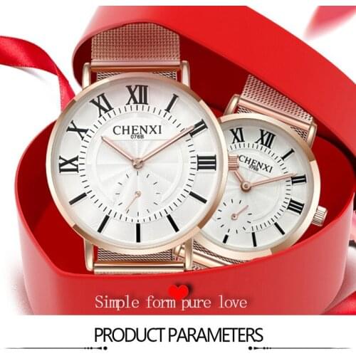 2021 CHENXI Mens Simple Ultra-thin Couple Watch Mesh Belt Exquisite Round Dial Female Casual Fashion Quartz Watch WA190