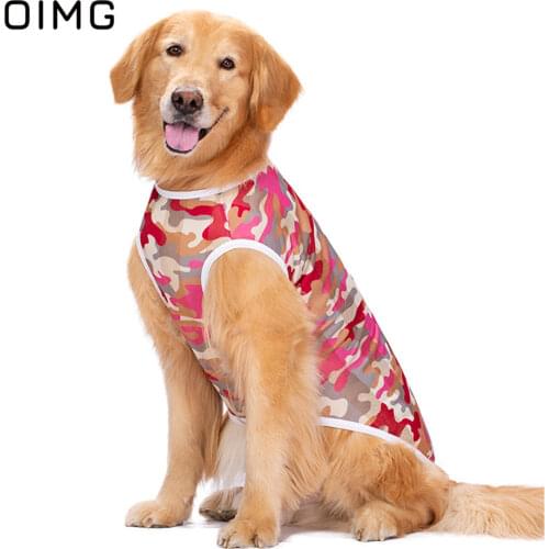 OIMG Meduim Large Dog Clothes Breathable Mesh Dog Shirts Labrador Golden Retriever Sun Protection Camouflage Big Dog Clothes