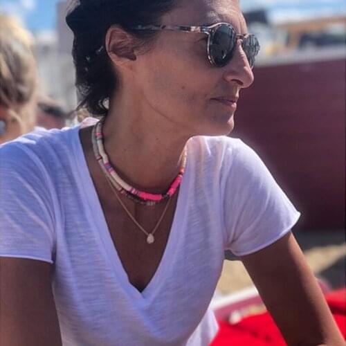 Fashion Sweet Women Handmade Strand Beads Colorful Choker Polymer Clay 6MM Round Chips String Beads Necklace Femme Party Jewelry