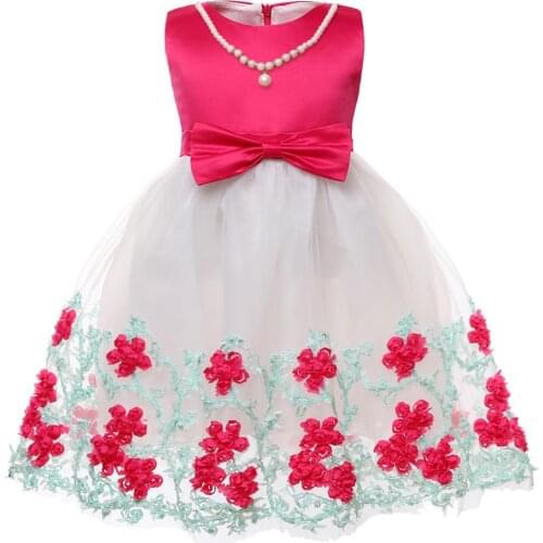 Girls Dresses Bow Flower Lace Dress For Girls Party birthday Present Christmas Princess Ball Gown Children Clothing