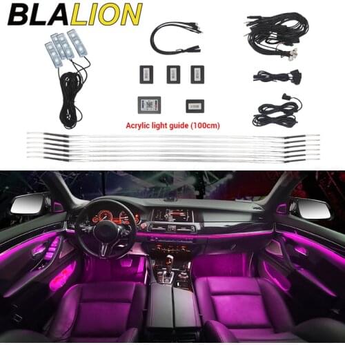 RGB Car Interior Optical Acrylic Strip 12V Decorative Ambient Light APP Sound Control Standalone Connection Unit Atmosphere Lamp