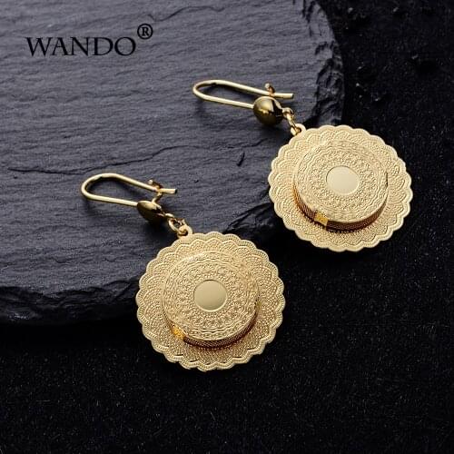 WANDO Classic Round Earrings Ethiopian Women/Girls Gold Color Jewelry Wholesale Fashion Africa Arab Items Lover gifts E53