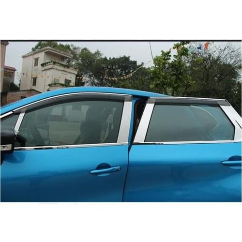 Auto Window Visor Vent Shades For Renault Captur 2015 2016 2017 Rain Deflector Black 4pcs/set PP+Stainless Steel Awnings