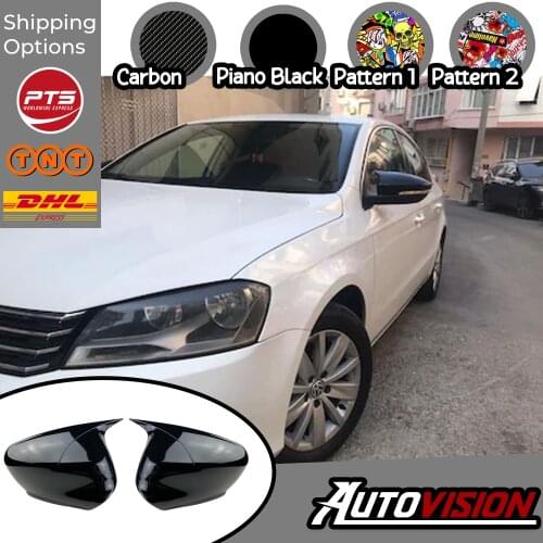 Mirror Cover For VW Passat B7 2011 2012 2013 2014 Accessory Bright Black Piano Black BATMAN Case CAR