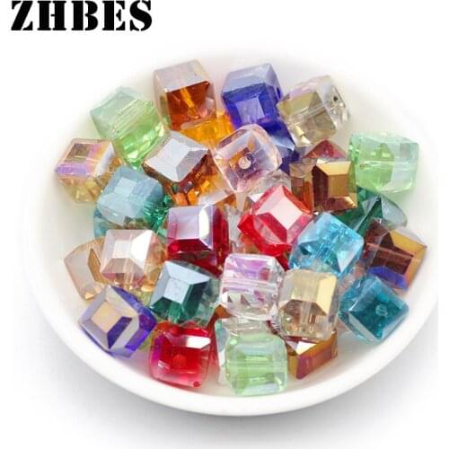 ZHBES 10MM 10pcs Square shape AB Colour Austrian Crystal Spacer Loose Beads For Jewelry Making Bracelet Necklace DIY Findings