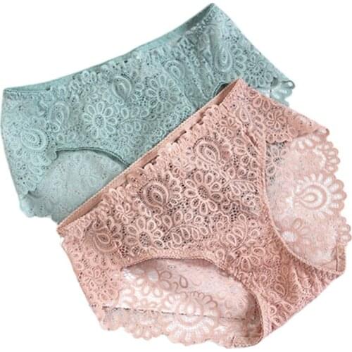 Womens Fashion Panties Lace Briefs Female Underwear Higt-Rise Panties 704