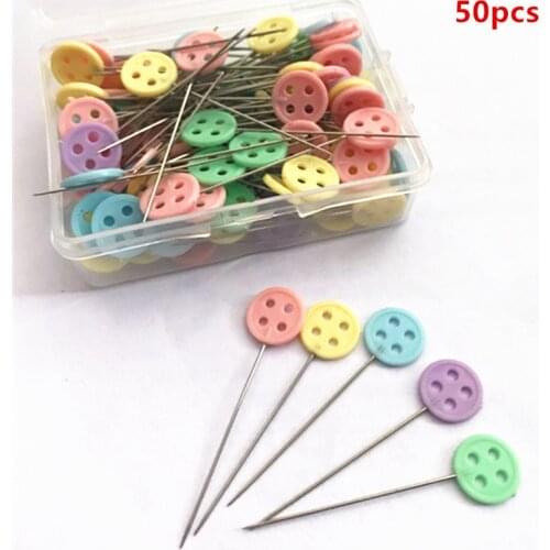50PCS Sewing Accessories Patchwork Flower/Bow tie/Button Pins Sewing Pin With Box DIY Sewing Patchwork Pins Arts Crafts