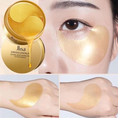 60pcs Collagen Gel Eye Mask Skin Care Golden Moisturizing Repair Eye Patches Fades Dark Circles Reduce Fine Lines Firming Skin