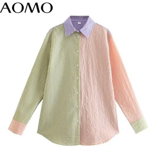 Женские рубашки в клетку AOMO China At AliExpress