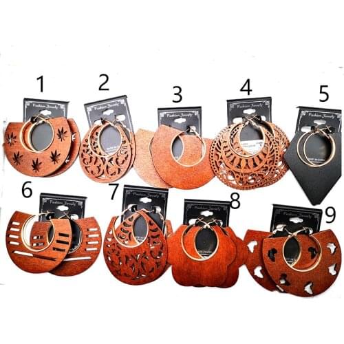 Free Shipping!Newest 10cm Big Size Wooden gold Hoop Earrings