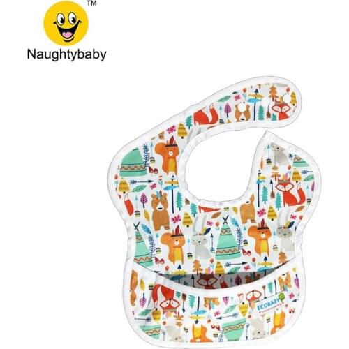 Big Discount baby infant Boys Girls Bibs Cartoon Print Bibs Baby Waterproof Bibs with Pocket for Containing Spills Feeding