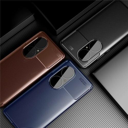 For Huawei P50 Pro P 50 50Pro Case Armor Coque Silicone Fiber Rubber Protective Hard Phone Bumper Case For Honor 50 Pro se Cover