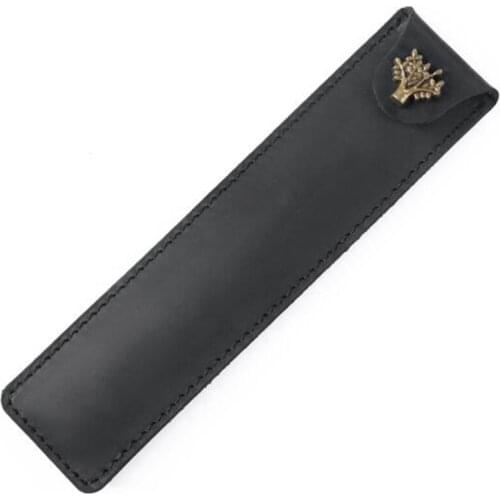 Genuine Leather Pen Pouch Holder Single Pencil Bag Pen Case with Snap Button for Rollerball Fountain Ballpoint Pen