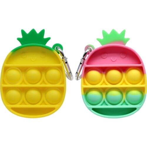 Kid Silicone Pineapple Push Bubble Pendant Relaxing Toy Anti-stress Focus Training Fidget Autism Special Need Toys
