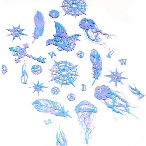 DIY Crystal Epoxy Resin Mold Bookmark Lace Gear Bird Feather Jellyfish Compass Silicone Mirror Mold