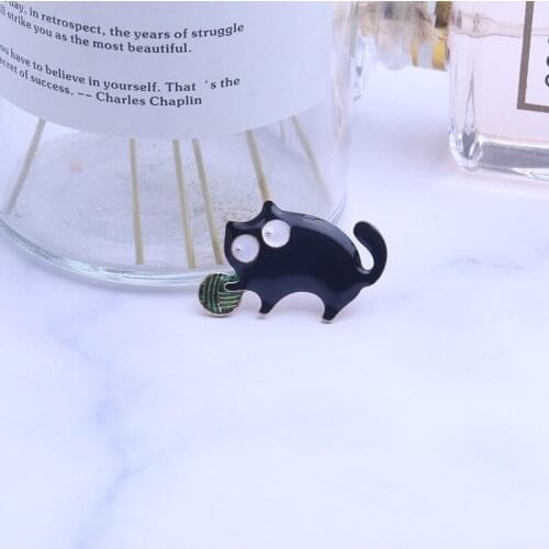 Cat Animal Party Casual Brooch Pins Cute Small Fat Play Ball Cat Brooches Women Alloy Enamel