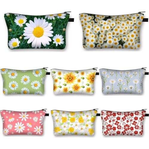Beautiful Tulip Goose chrysanthemum Daisy Printing Cosmetic Bag Girls Beauty for Leisure Women Chinese rose Makeup Bags