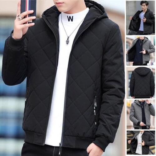 Handsome Hooded Mens Warm Padded Jacket Mens Mid-length Down Padded Jacket Tooling Style Stand-up Collar Winter Trendy Coat