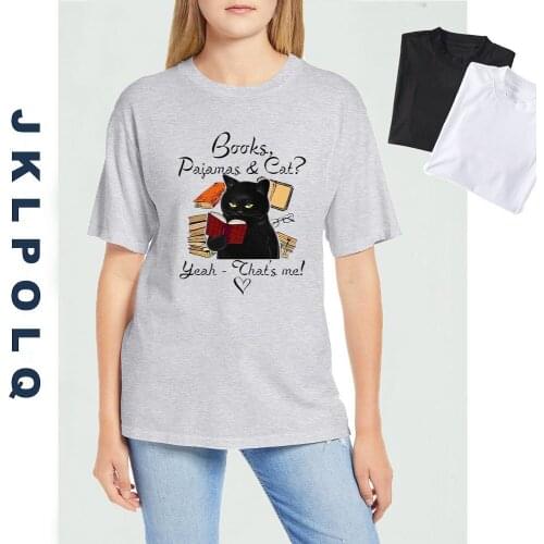 JKLPOLQ Summer Books Pajamas & Cat? Yeah Thats Me Funny Black Cat Print T Shirt Womens Short Sleeve Cartoon Tee