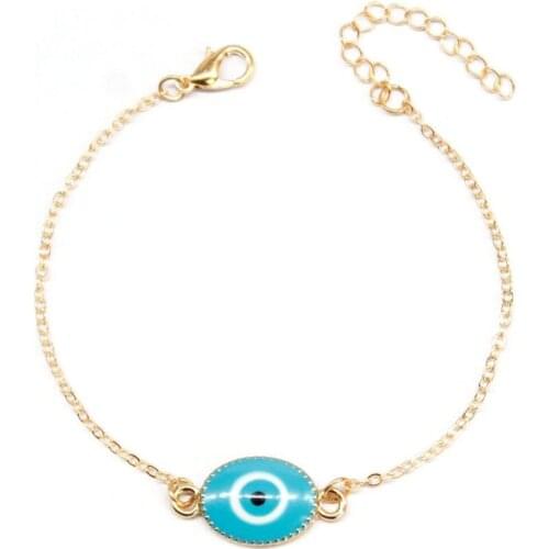 Hot Fashion Luxury Light Blue Evil Eye Bracelets for Women Gold Color Crystal Rhinestone Female Wedding Engagement Jewelry