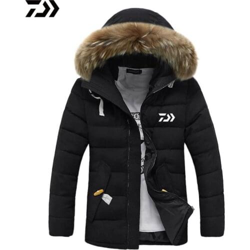 Men DAIWA Fishing Jackets Autumn Winter Thick Warm Anti Cold Camping Fishing Clothing Men Hooded Fishing Cotton Padded Coat
