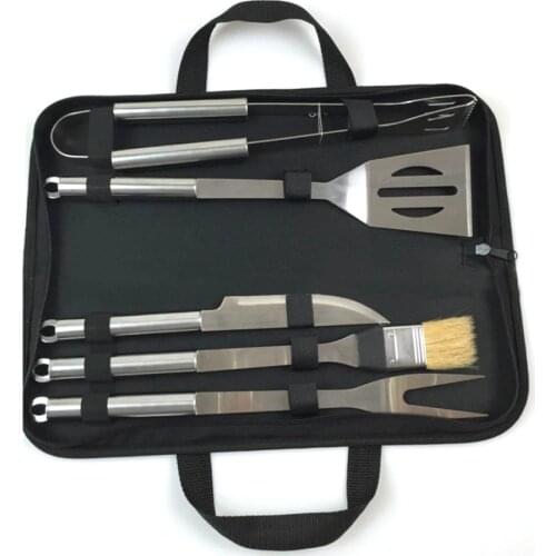 BBQ Grill tools combination set stainless steel tube handle baking utensils 5 pcs set Oxford bag aluminum box baking tool DN141