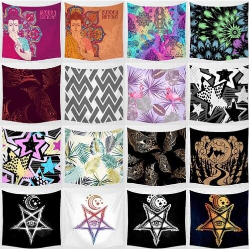 Wall art tapestry yoga elephant flamingo tropical plants moon stars background wall decor square bedroom wall hanging tapestry