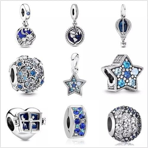 Silver 925 Charm Fox & Rabbit Dangle Stars Pavé Bead fit Original Pandora charms silver 925 Bracelet Jewelry DIY Women Berloque
